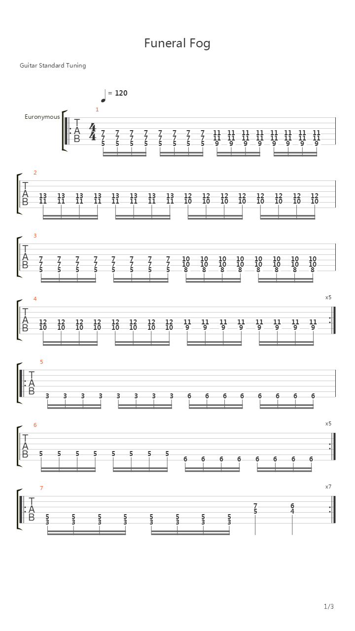 Funeral Fog吉他谱