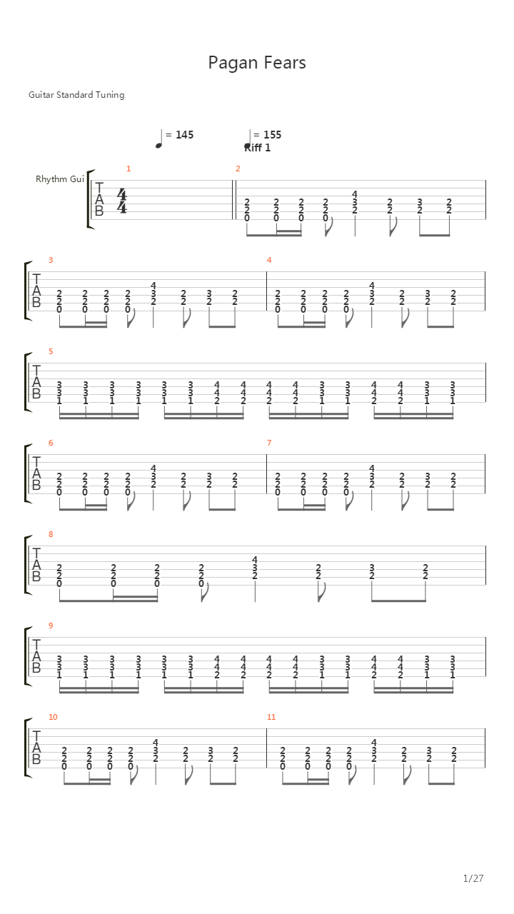 Pagan Fears吉他谱