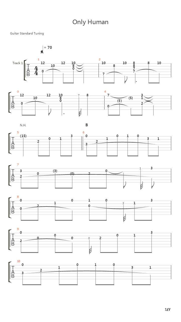 一公升的眼泪 - Only Human吉他谱