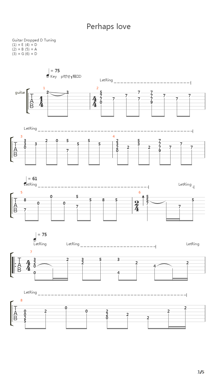 Perhaps Love吉他谱