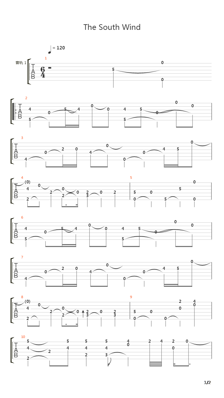 The South Wind吉他谱