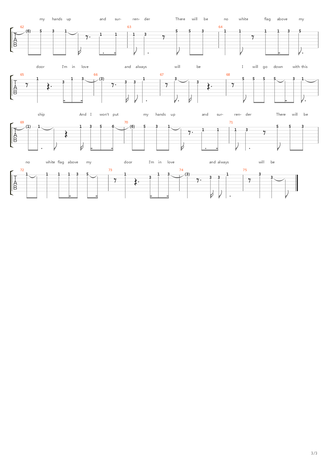 White Flag吉他谱