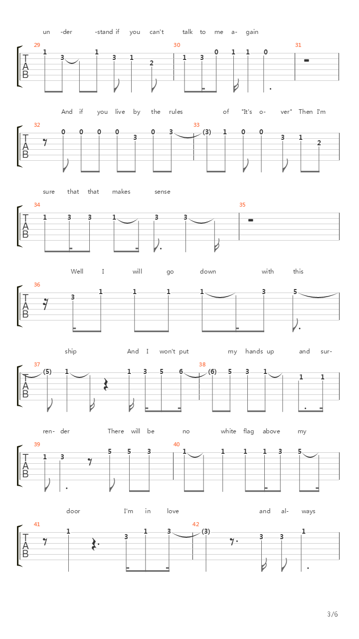 White Flag吉他谱