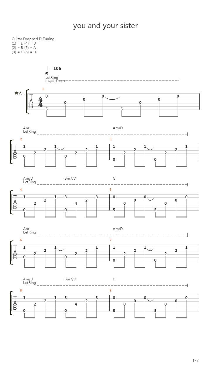 You And Your Sister吉他谱