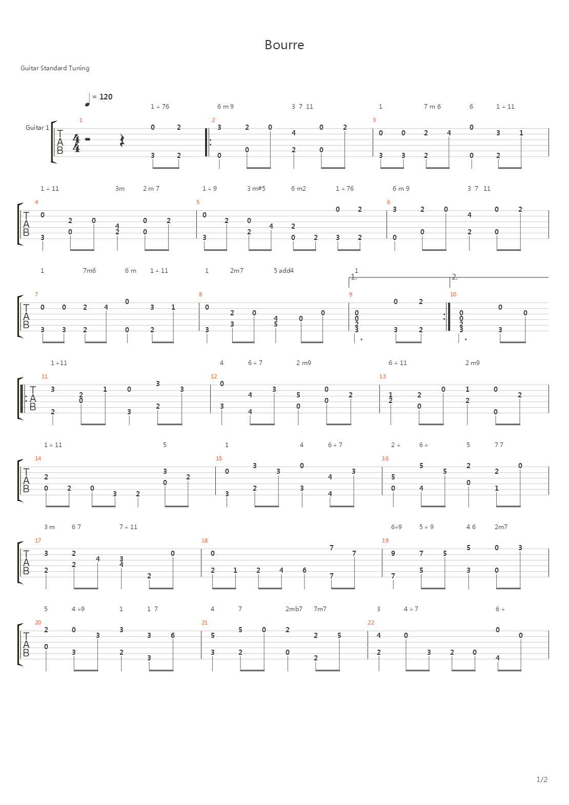 Bourre吉他谱