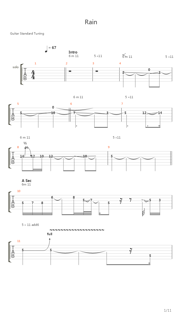 Rain吉他谱
