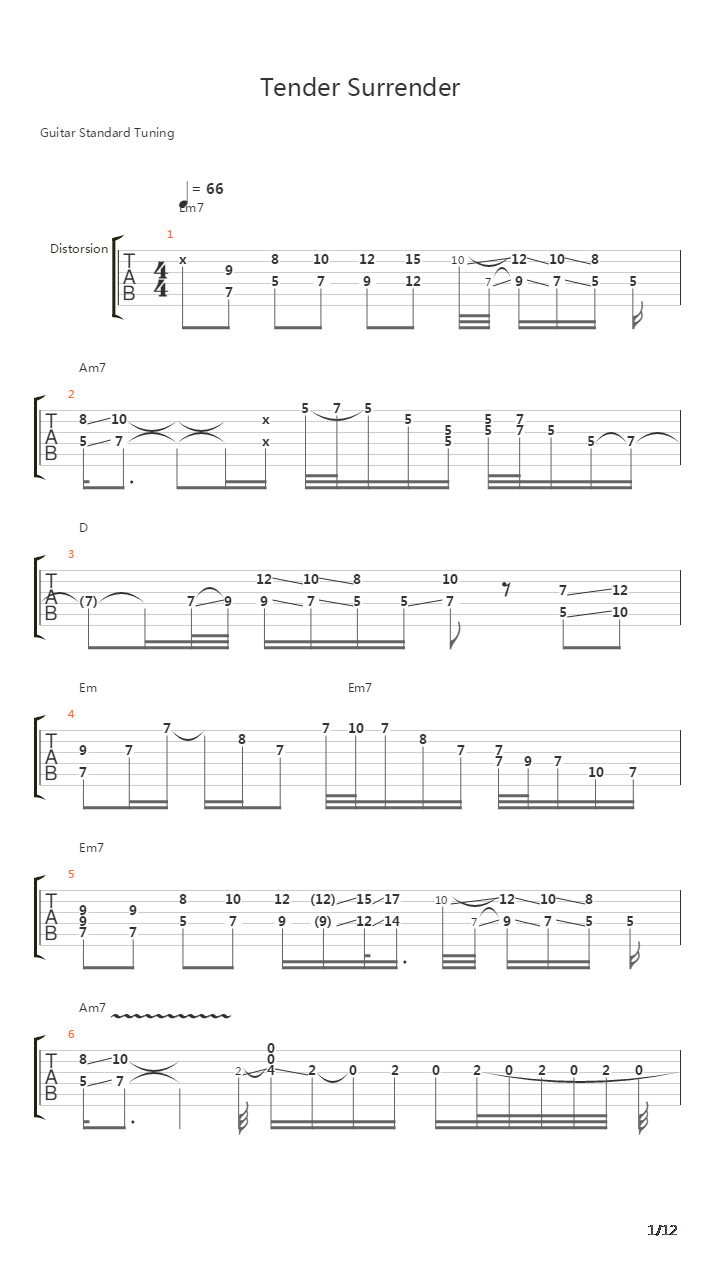 Tender Surrender吉他谱
