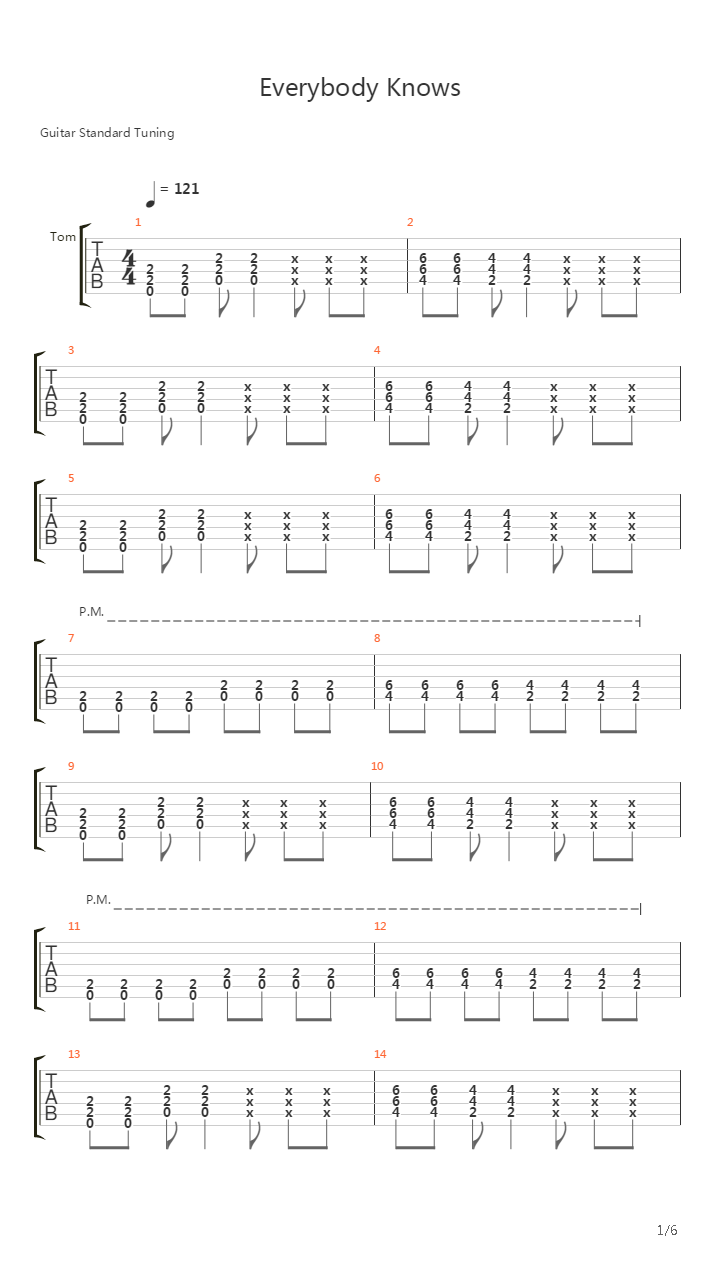 Everybody Knows吉他谱