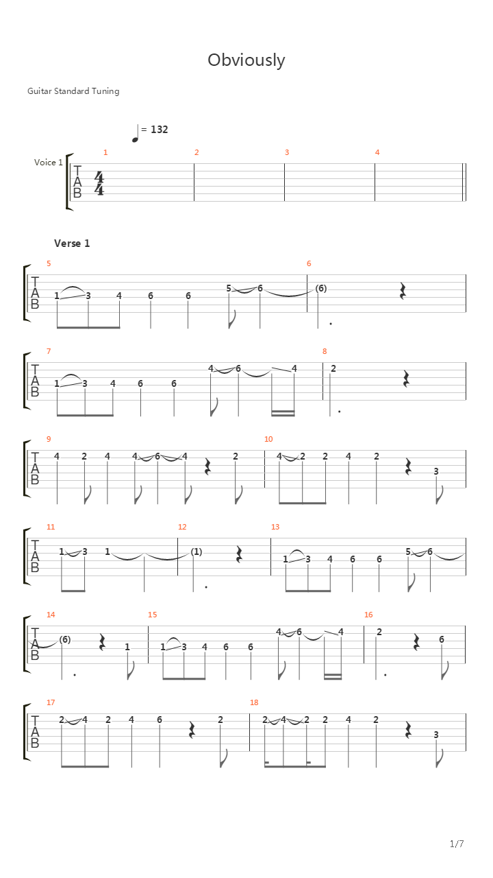 Obviously吉他谱