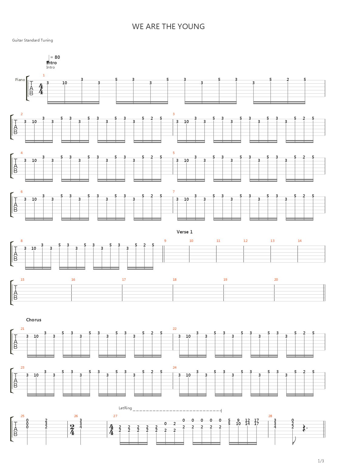 We Are The Young吉他谱