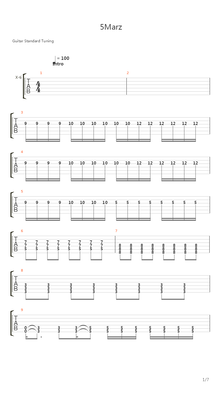 5 Marz吉他谱