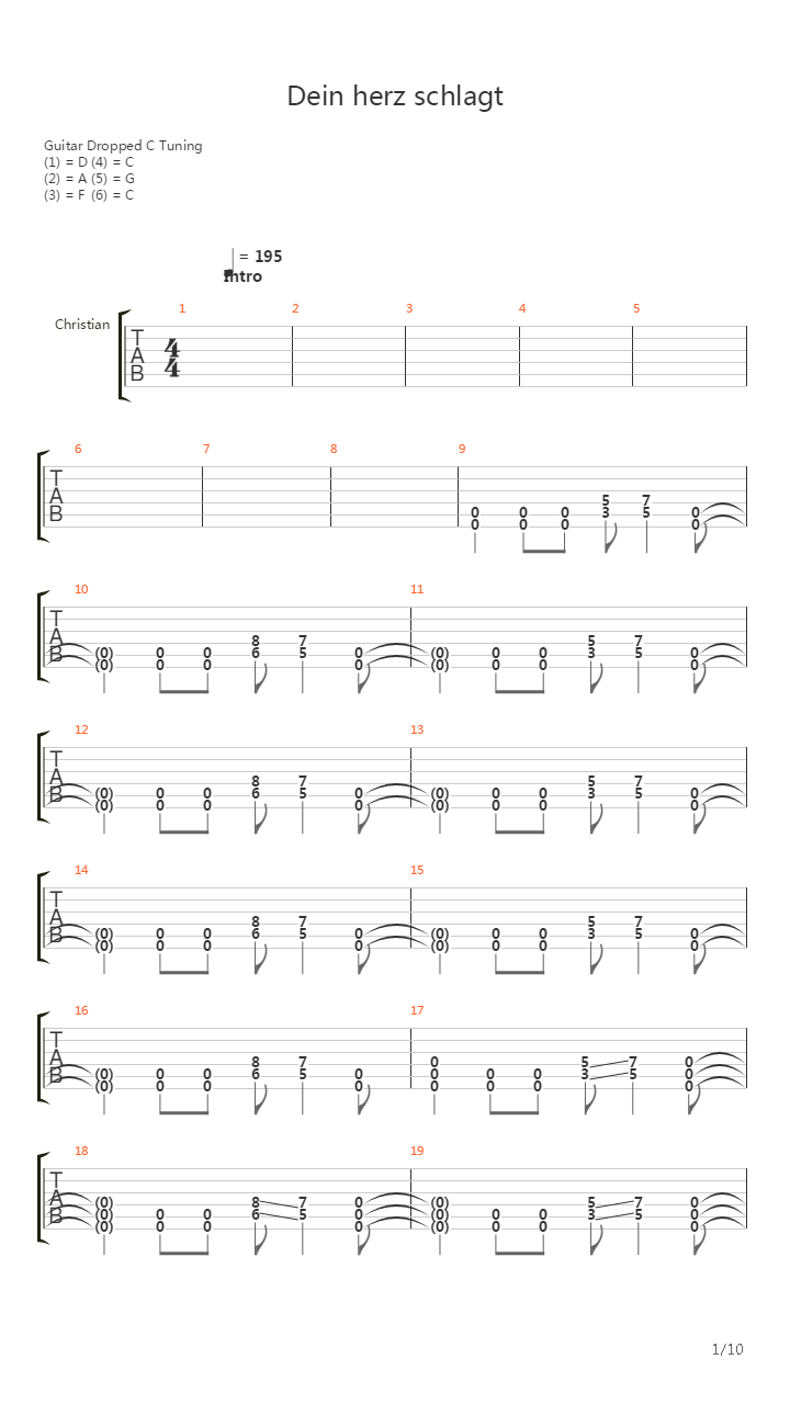 Dein Herz Schlagt吉他谱