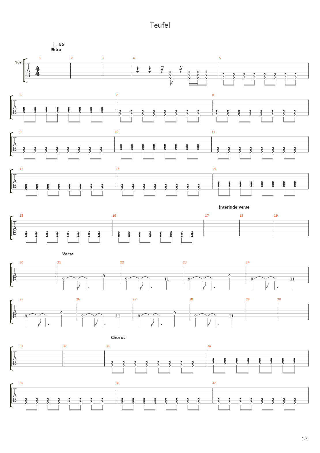 Teufel吉他谱