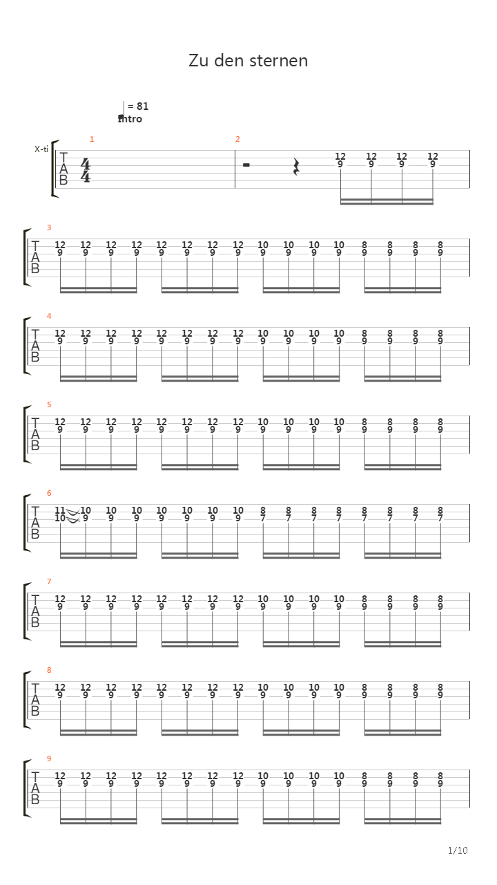 Zu Den Sternen吉他谱