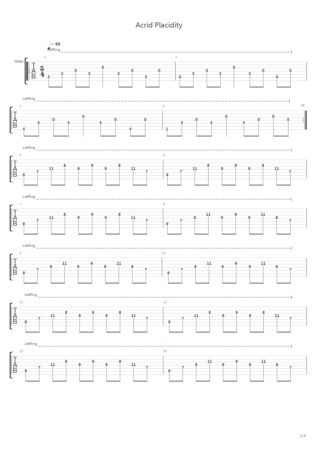 Acrid Placidity吉他谱