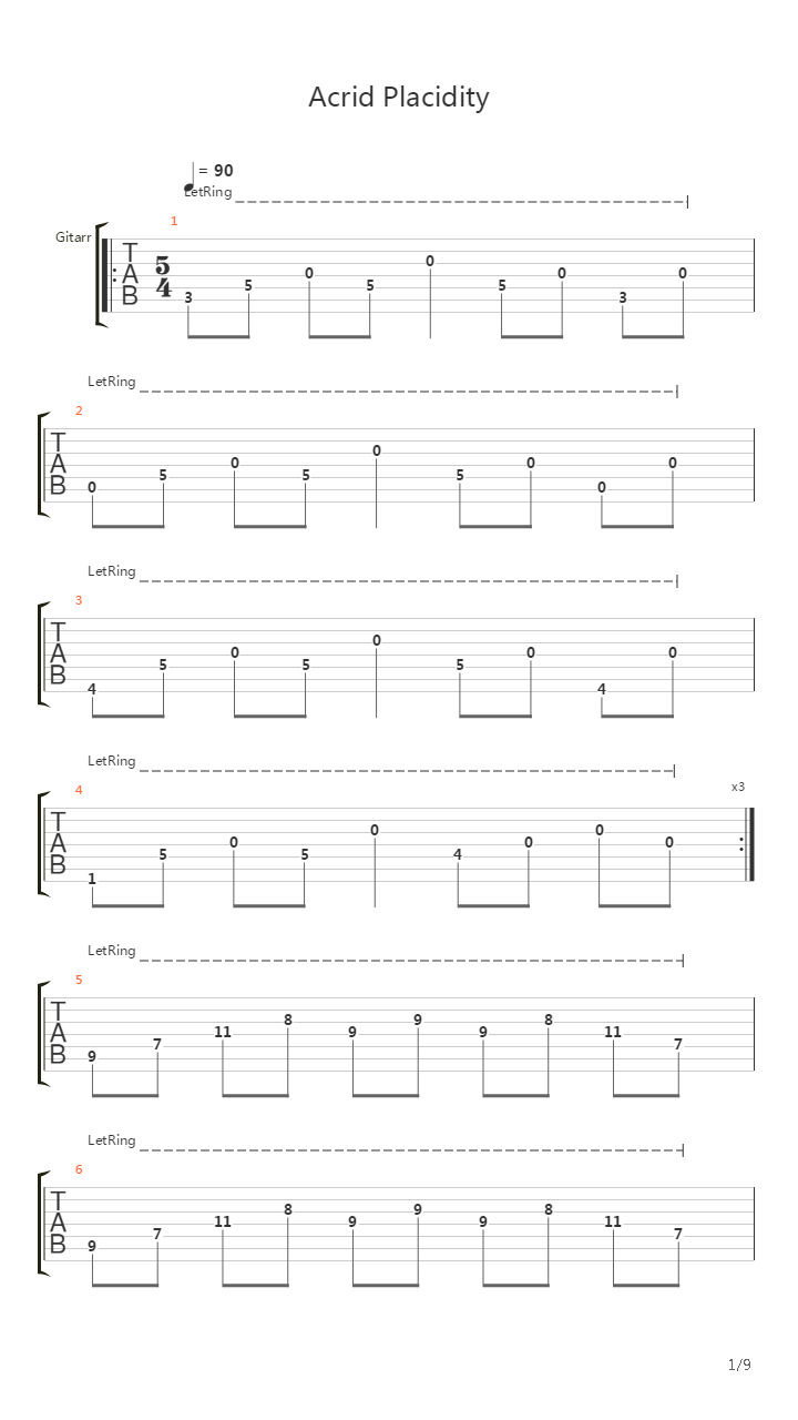 Acrid Placidity吉他谱