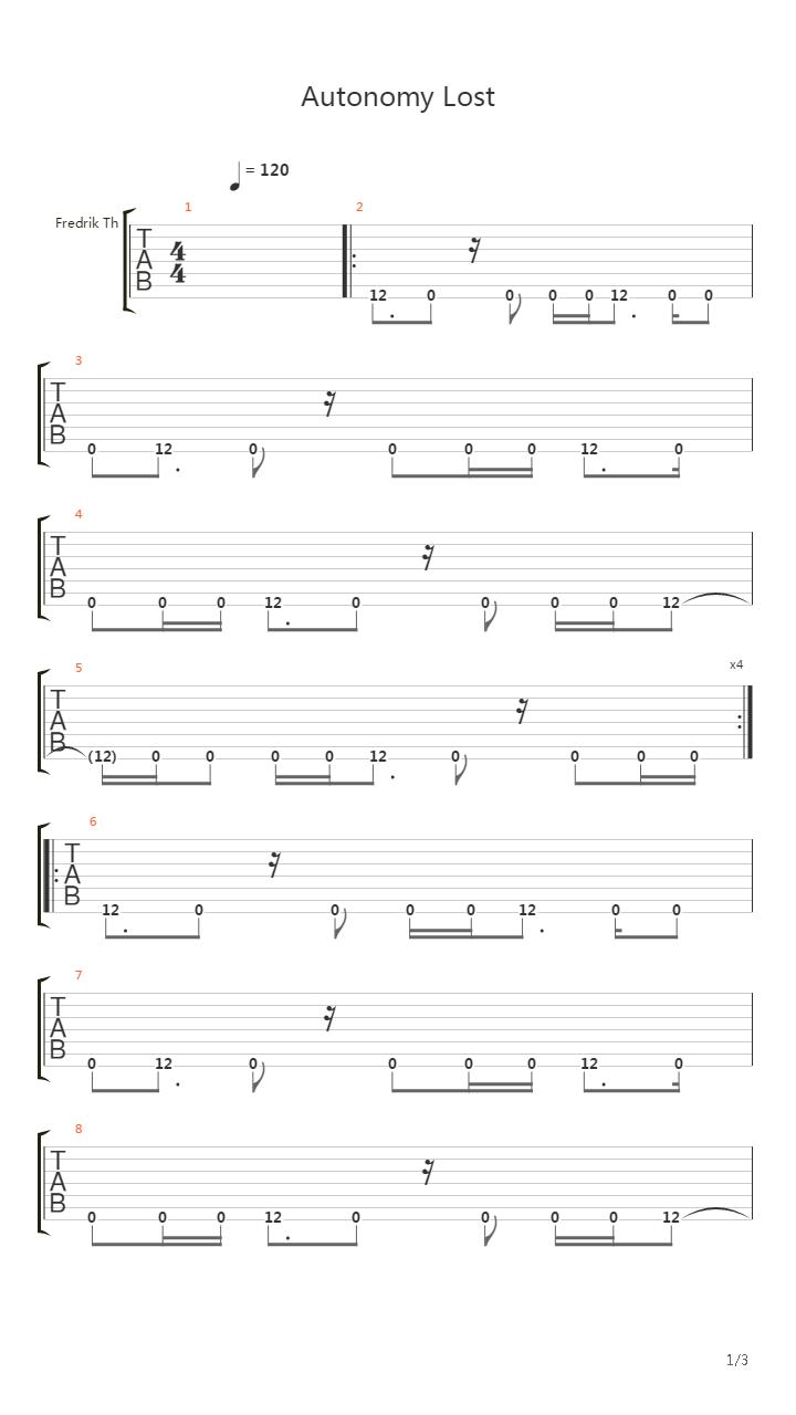 Autonomy Lost吉他谱