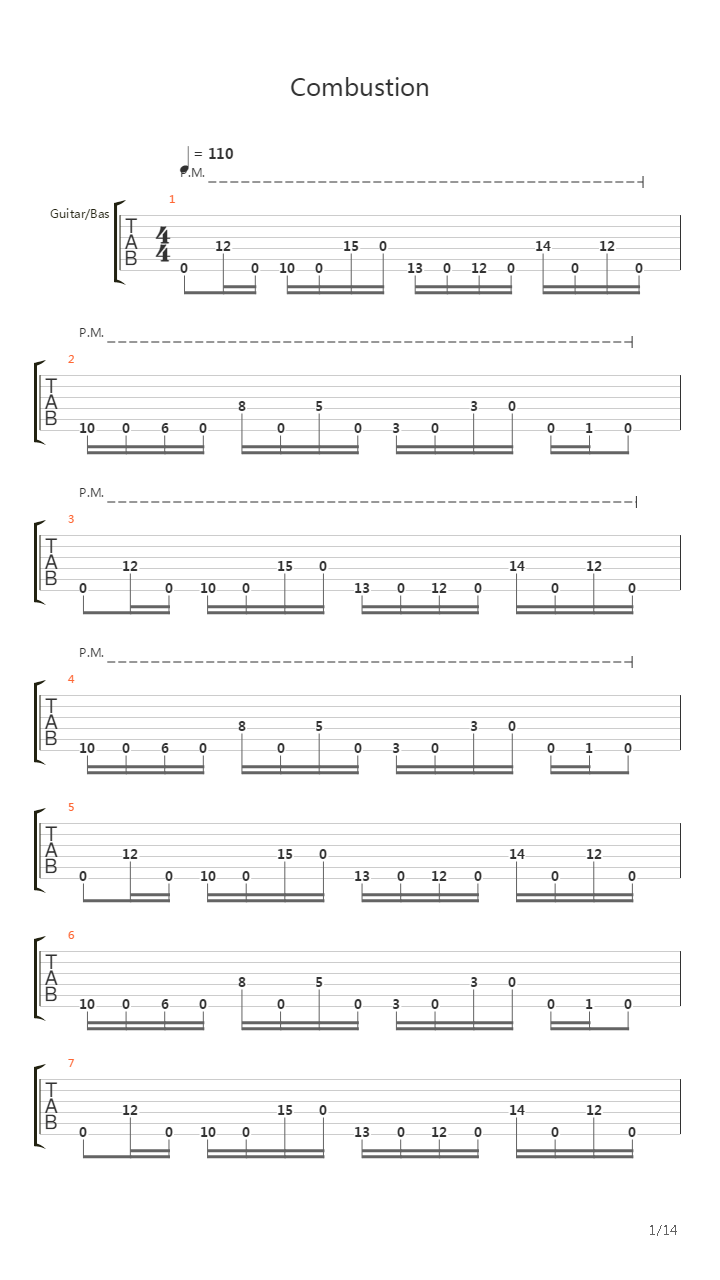 Combustion吉他谱