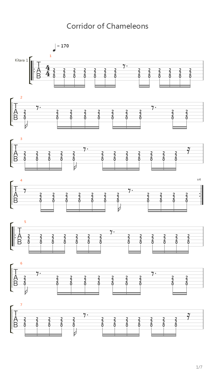 Corridor Of Chameleons吉他谱