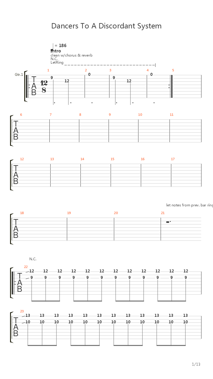 Dancers To A Discordant System吉他谱
