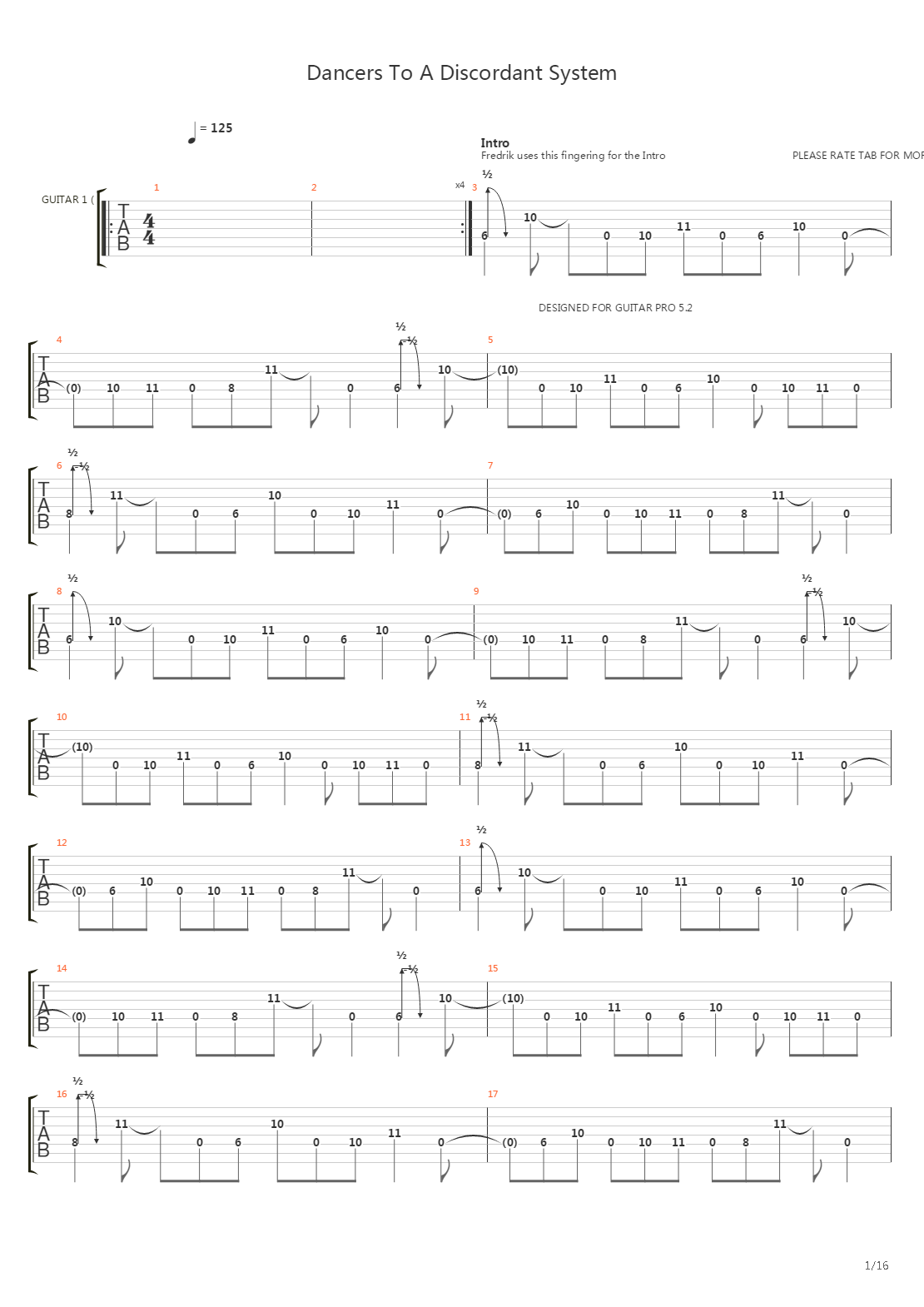 Dancers To A Discordant System吉他谱