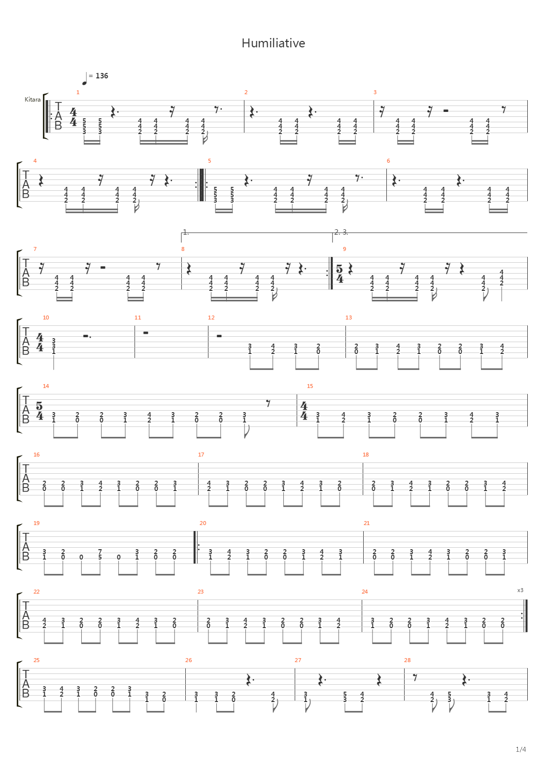 Humiliative吉他谱