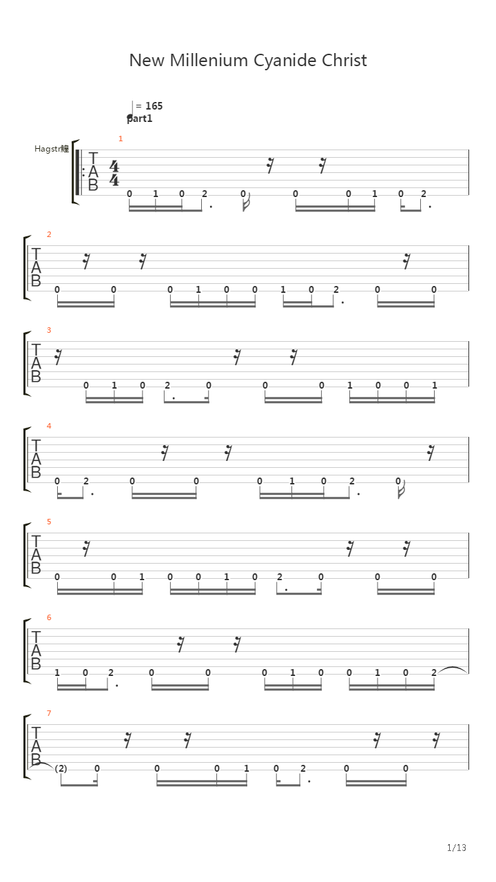 New Millenium Cyanide Christ吉他谱