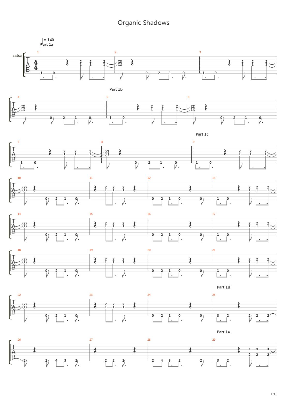 Organic Shadows吉他谱