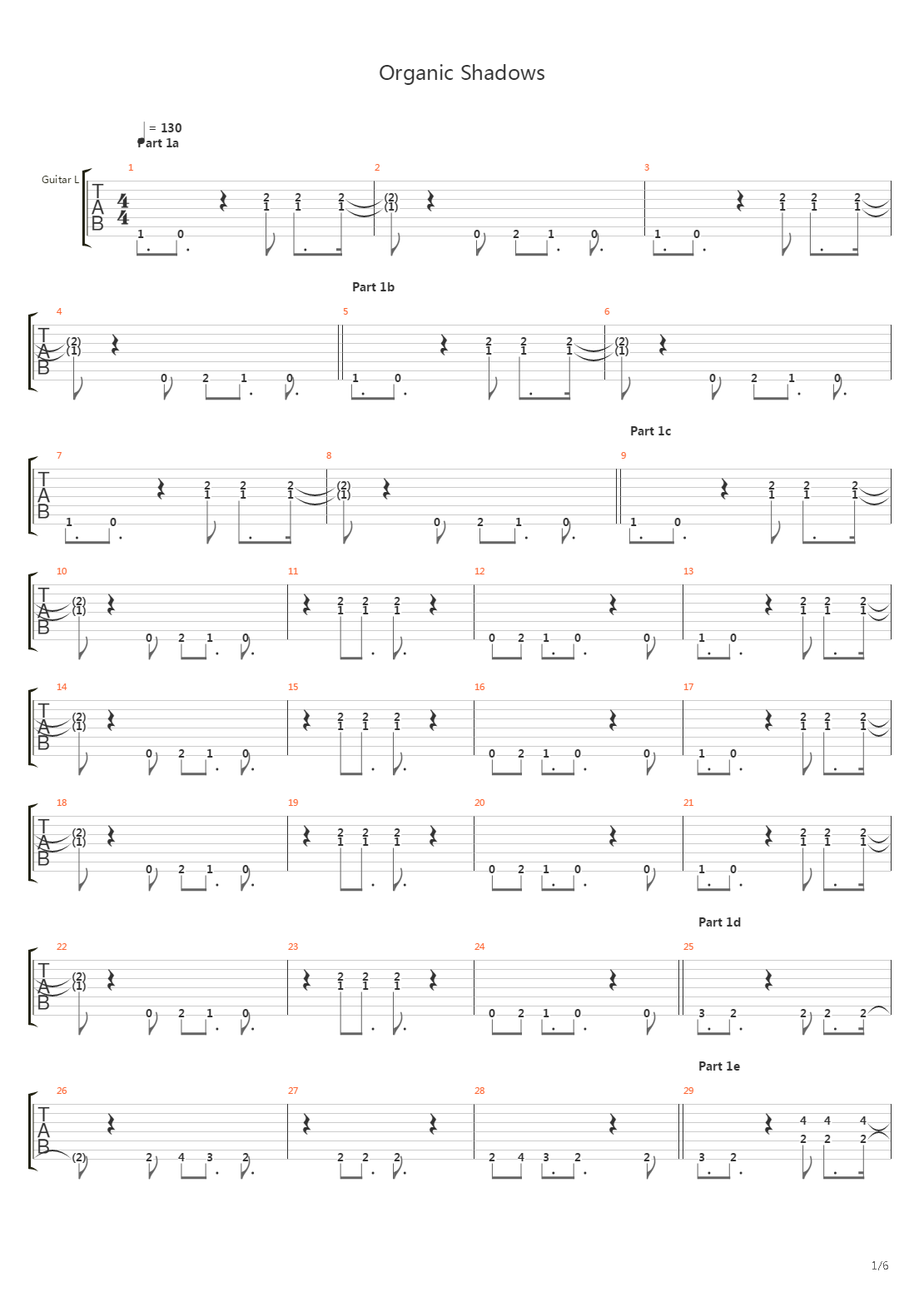 Organic Shadows吉他谱