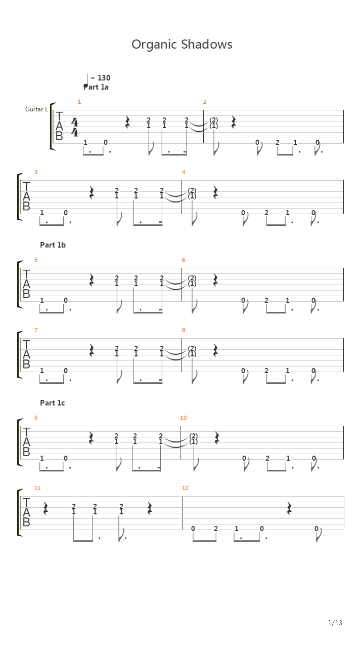 Organic Shadows吉他谱
