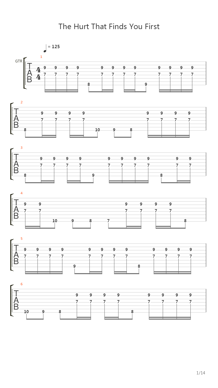 The Hurt That Finds You First吉他谱