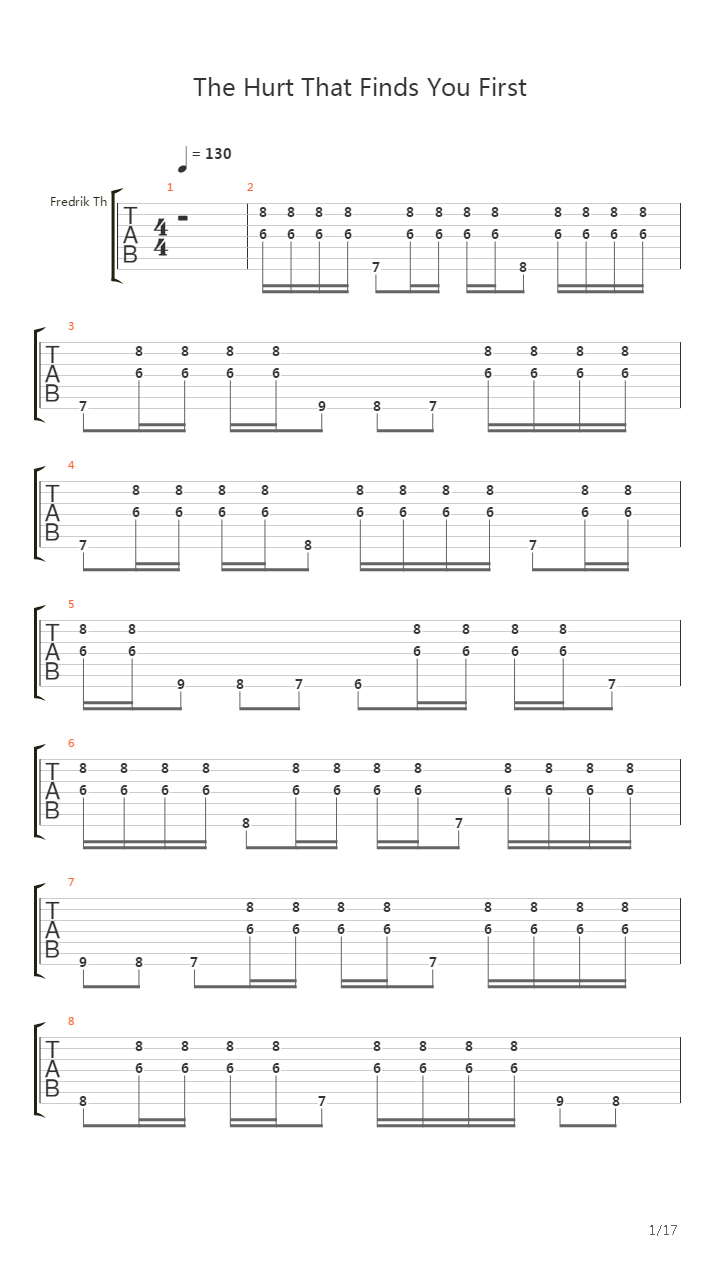 The Hurt That Finds You First吉他谱