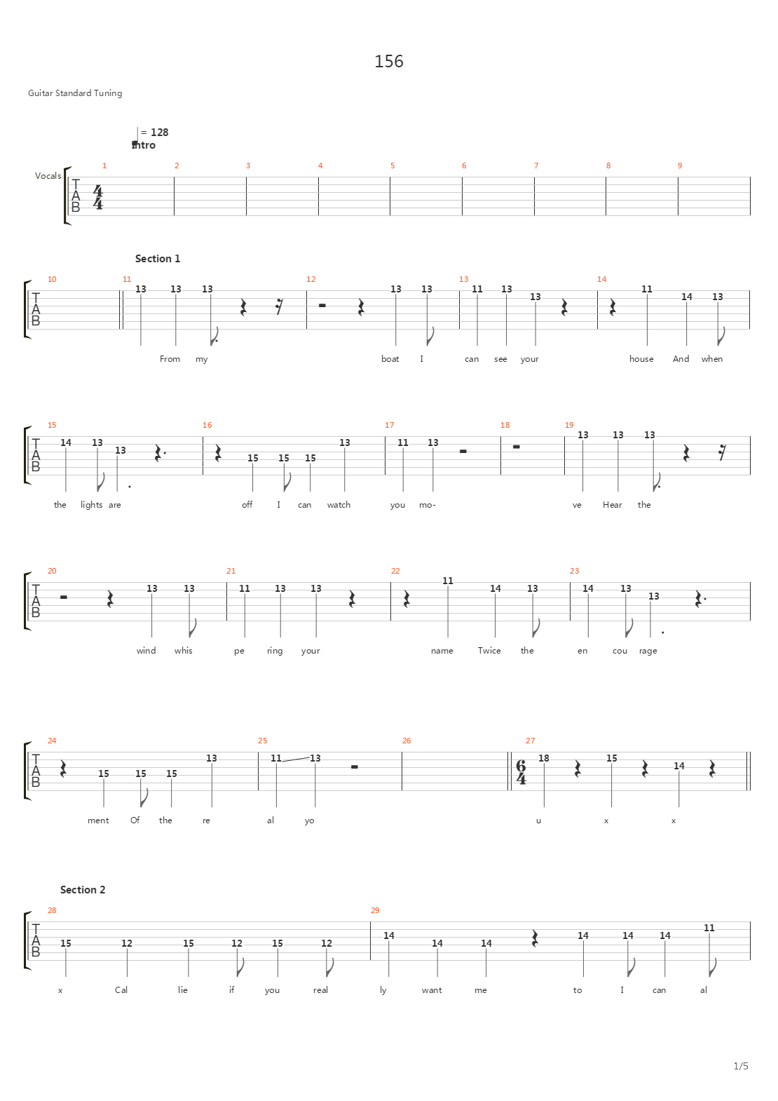 156吉他谱