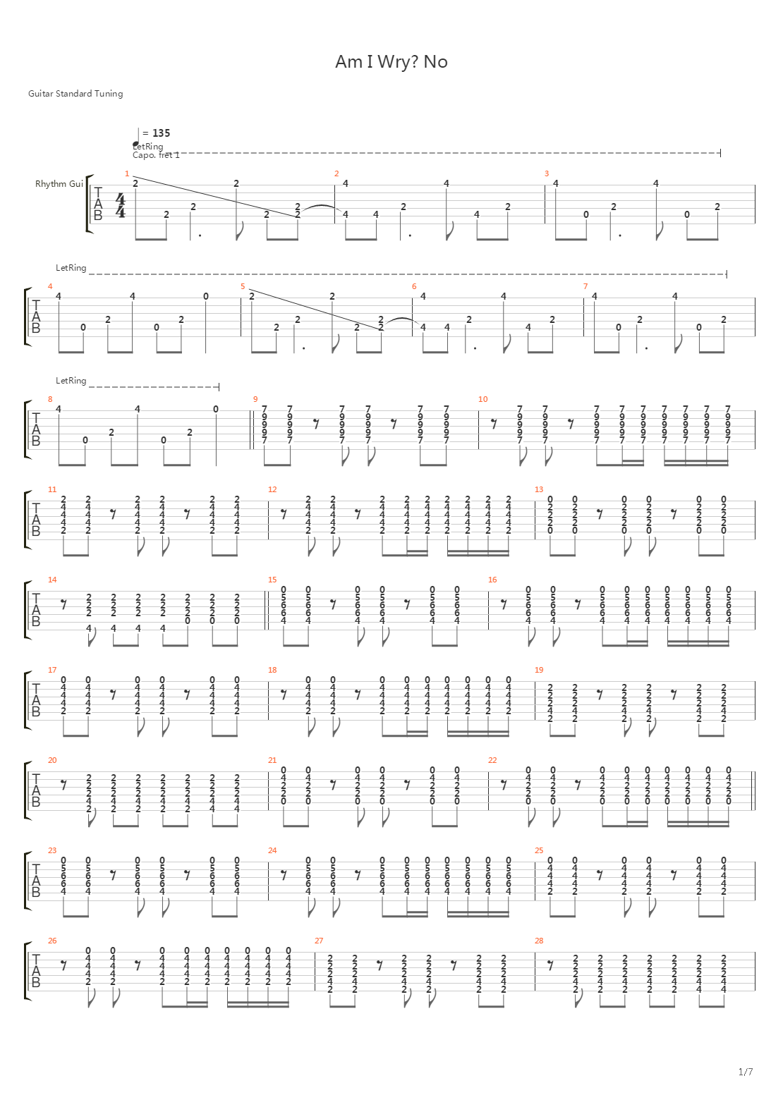 Am I Wry No吉他谱