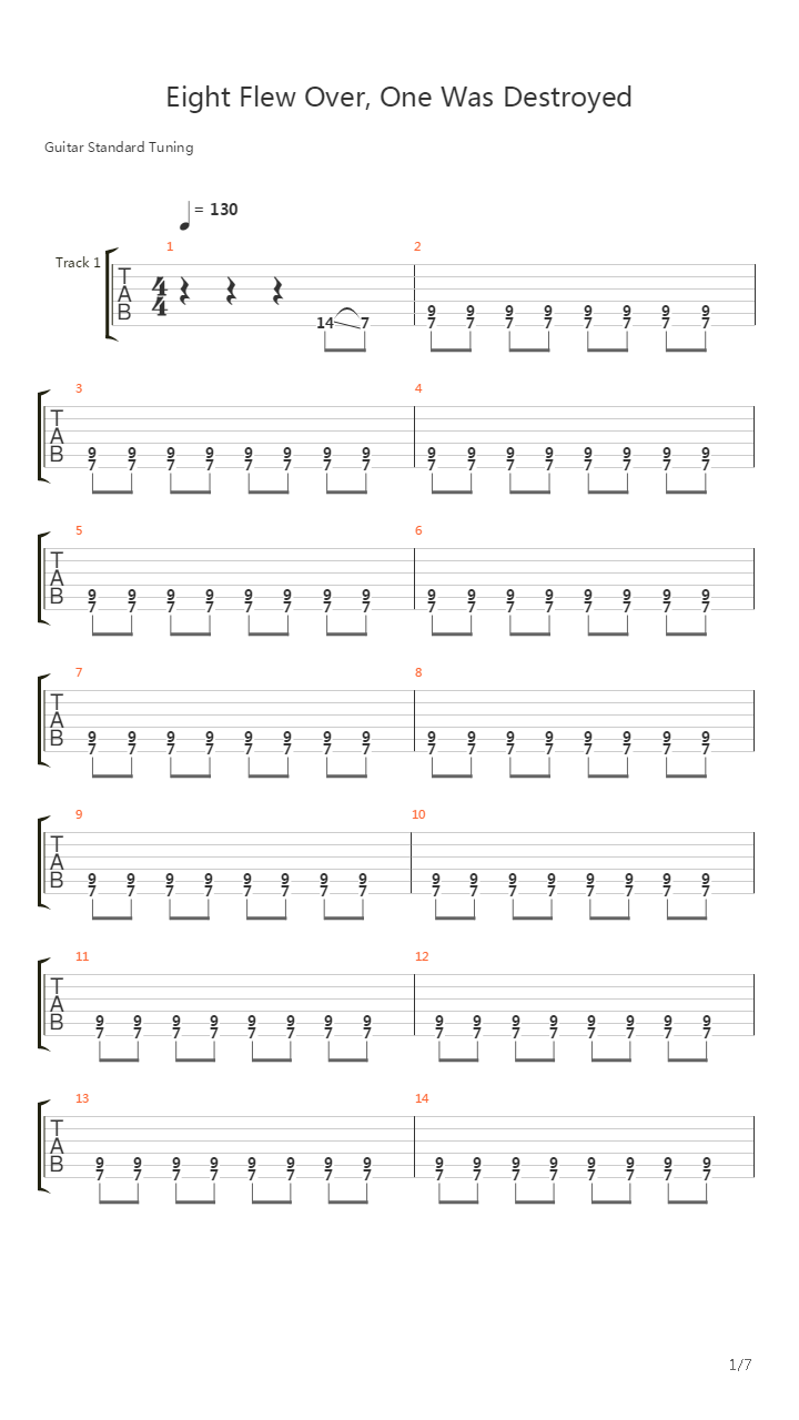 Eight Flew Over One Was Destroyed吉他谱