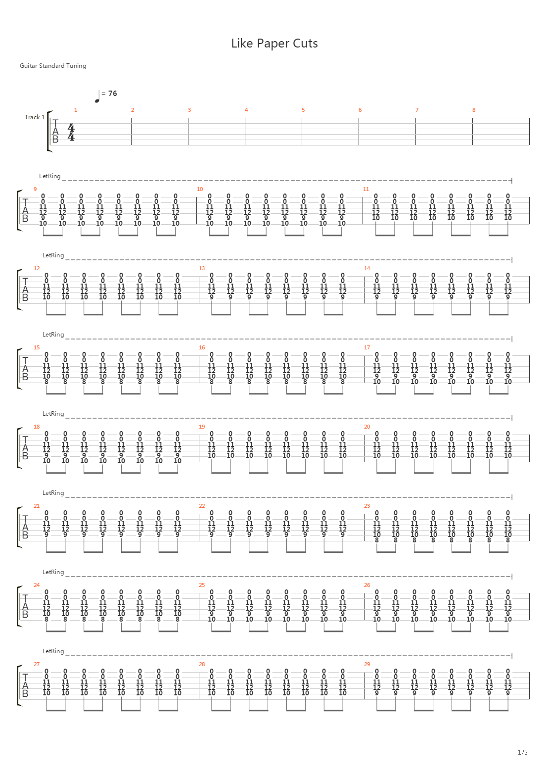 Like Paper Cuts吉他谱