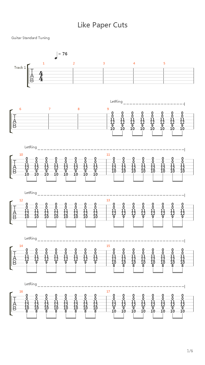 Like Paper Cuts吉他谱