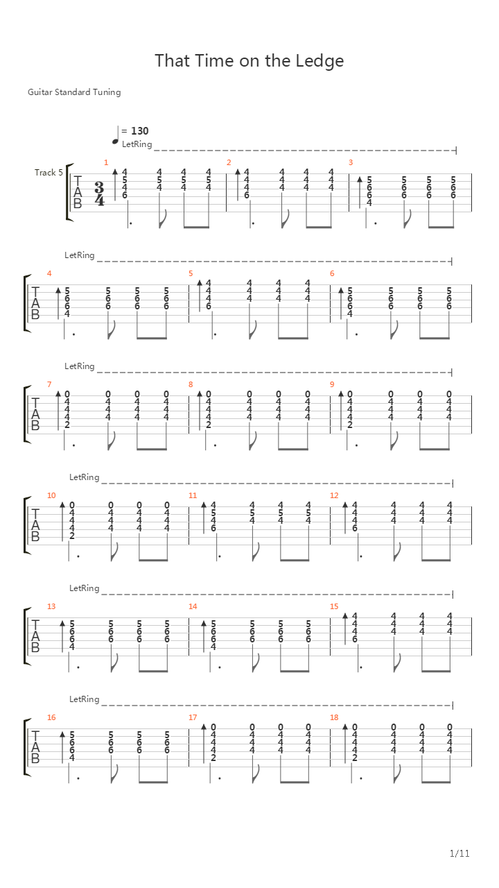 That Time On The Ledge吉他谱