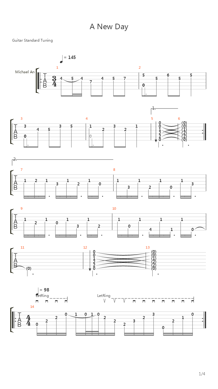 A New Day吉他谱