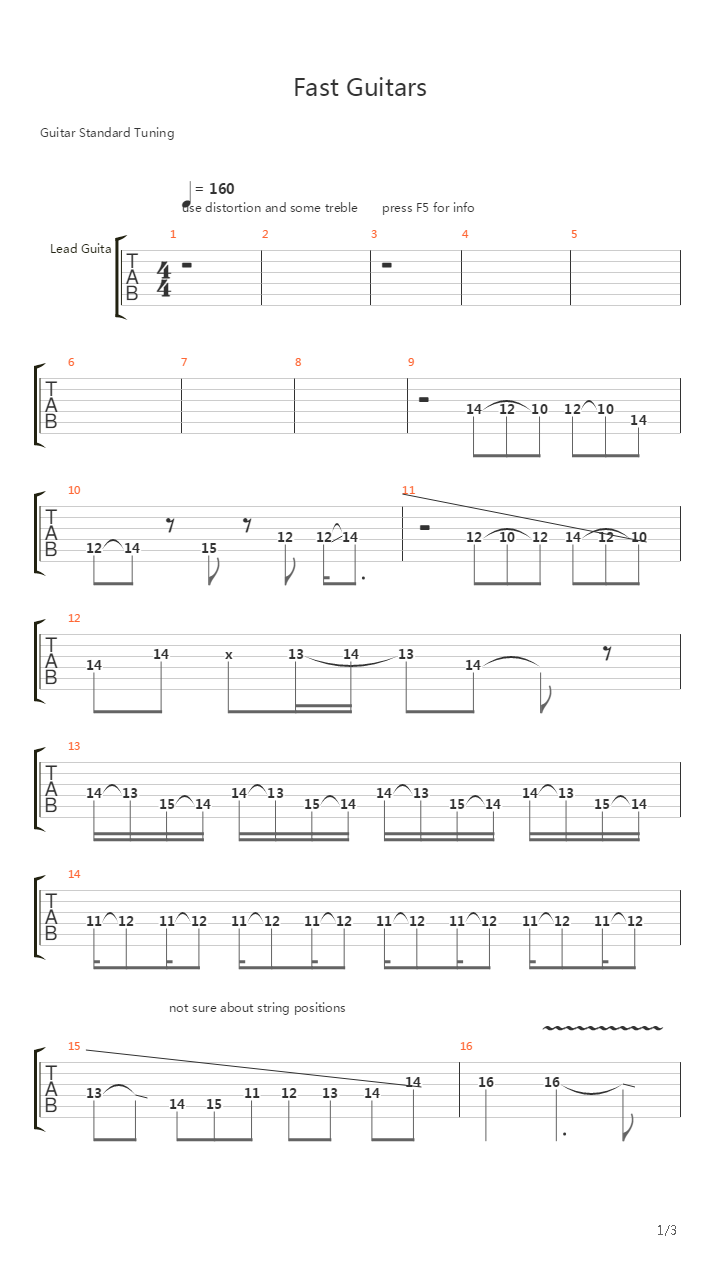 Fast Guitars吉他谱