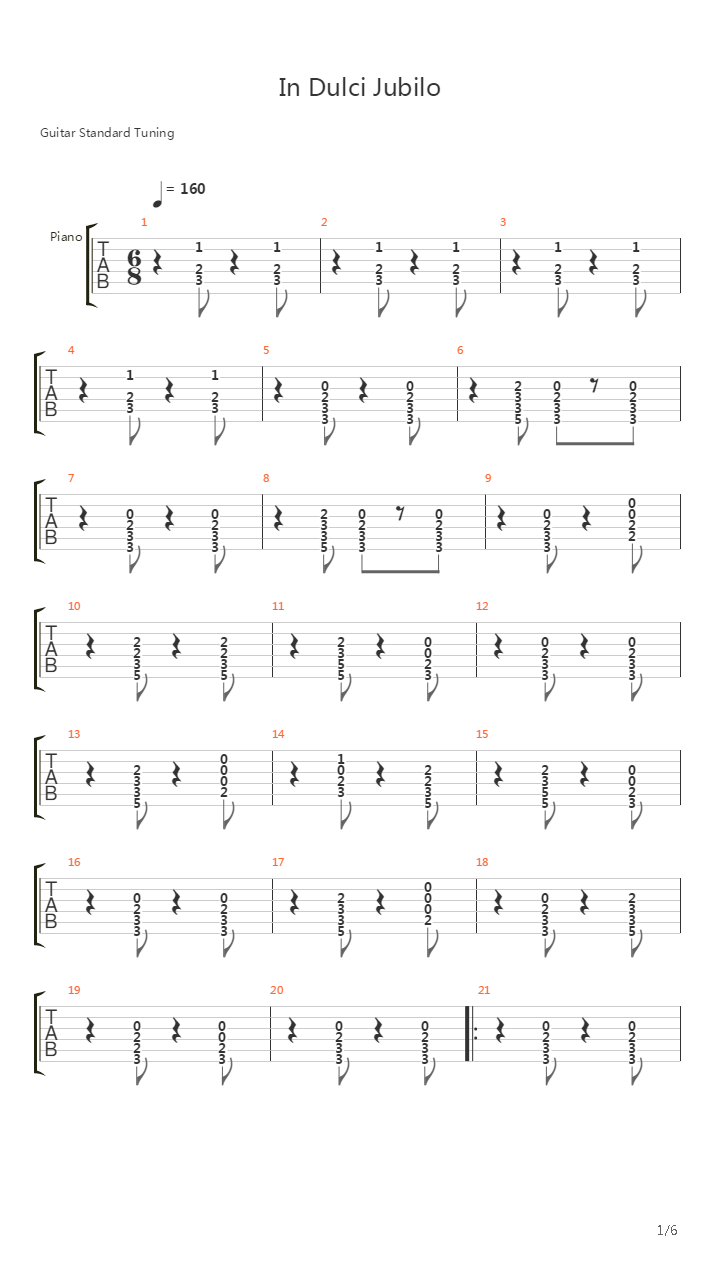 In Dulci Jubilo吉他谱