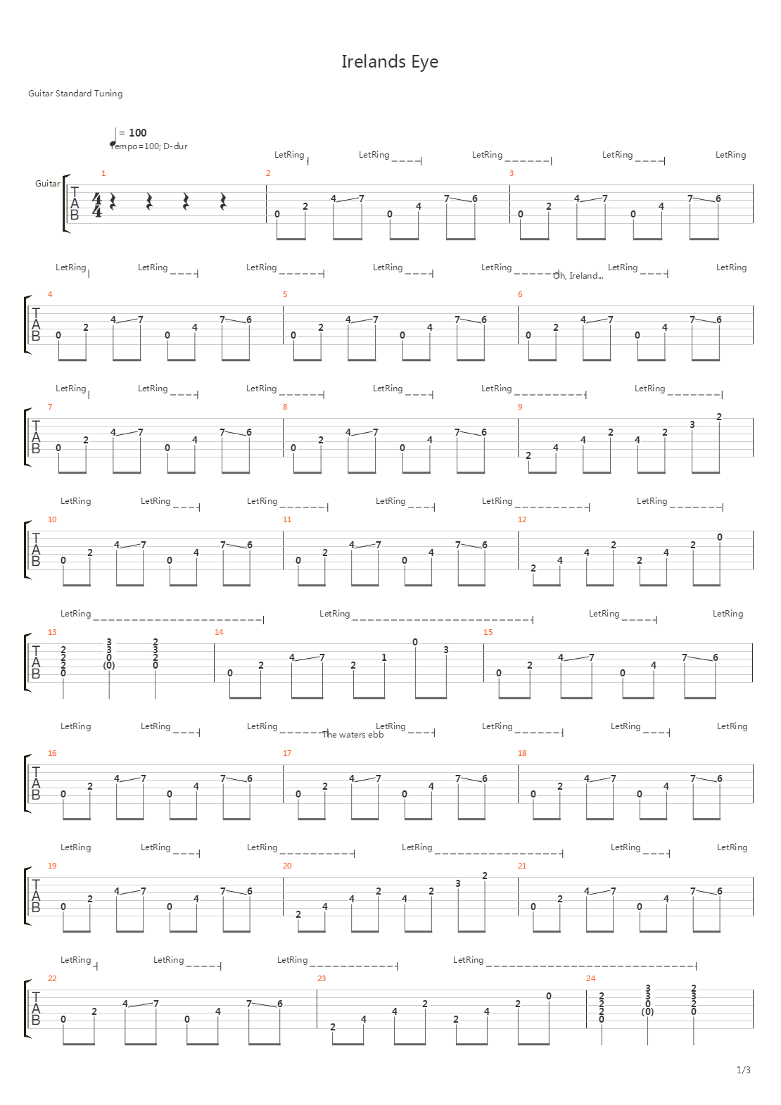 Irelands Eye吉他谱