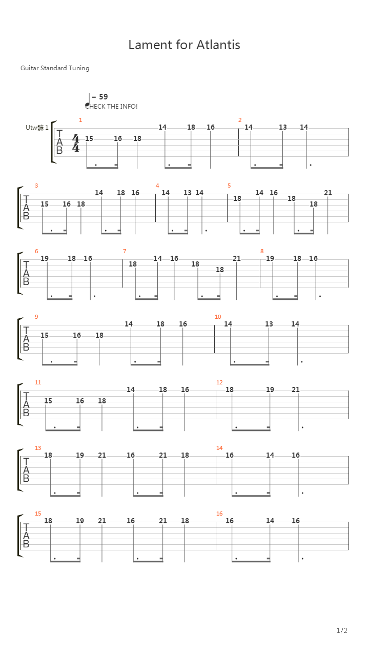 Lament For Atlantis吉他谱