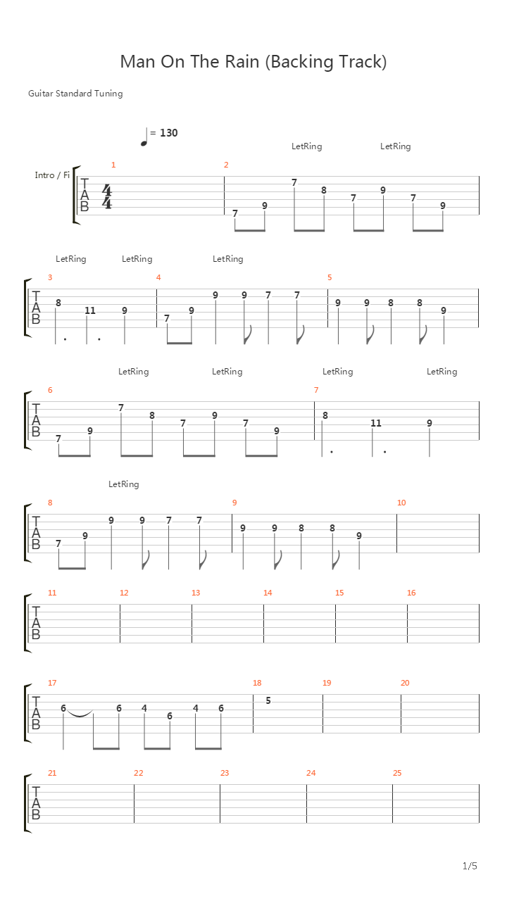Man In The Rain吉他谱