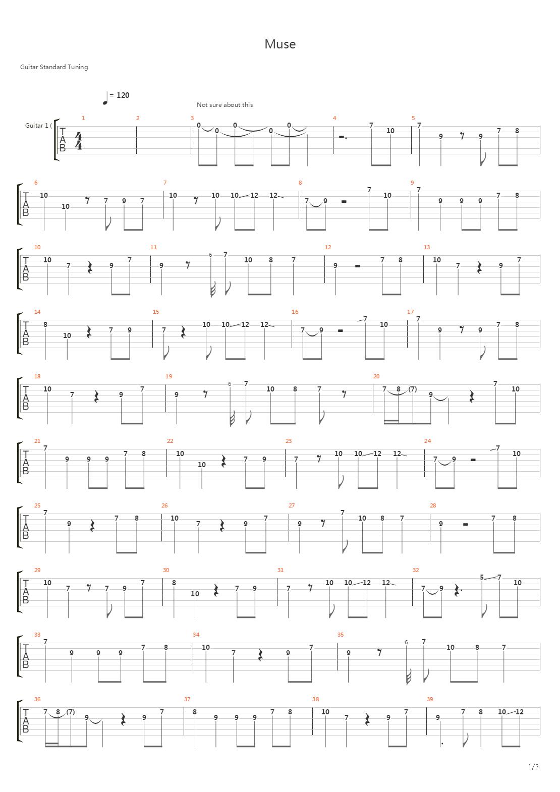 Muse吉他谱