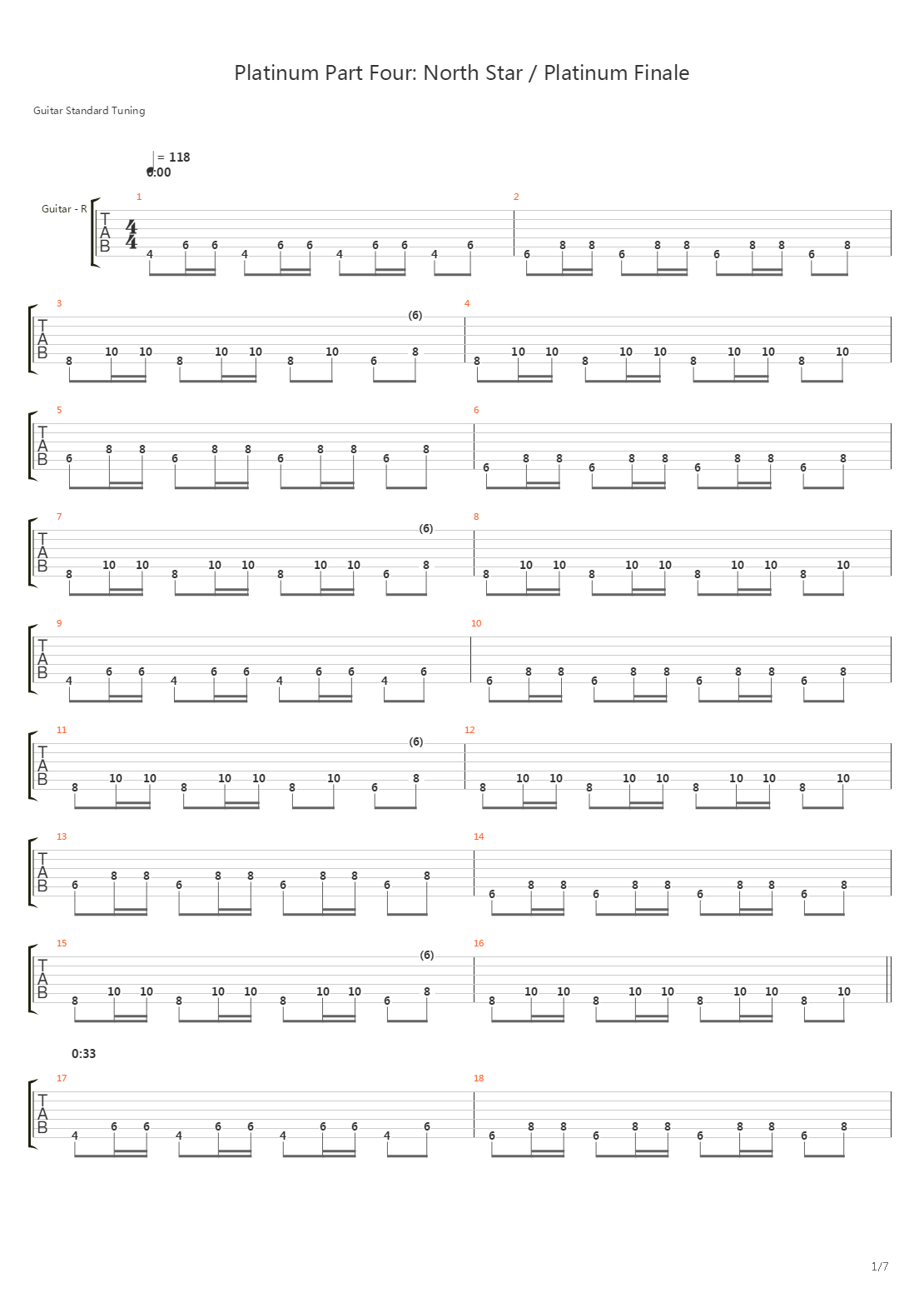 North Star Platinum Finale吉他谱