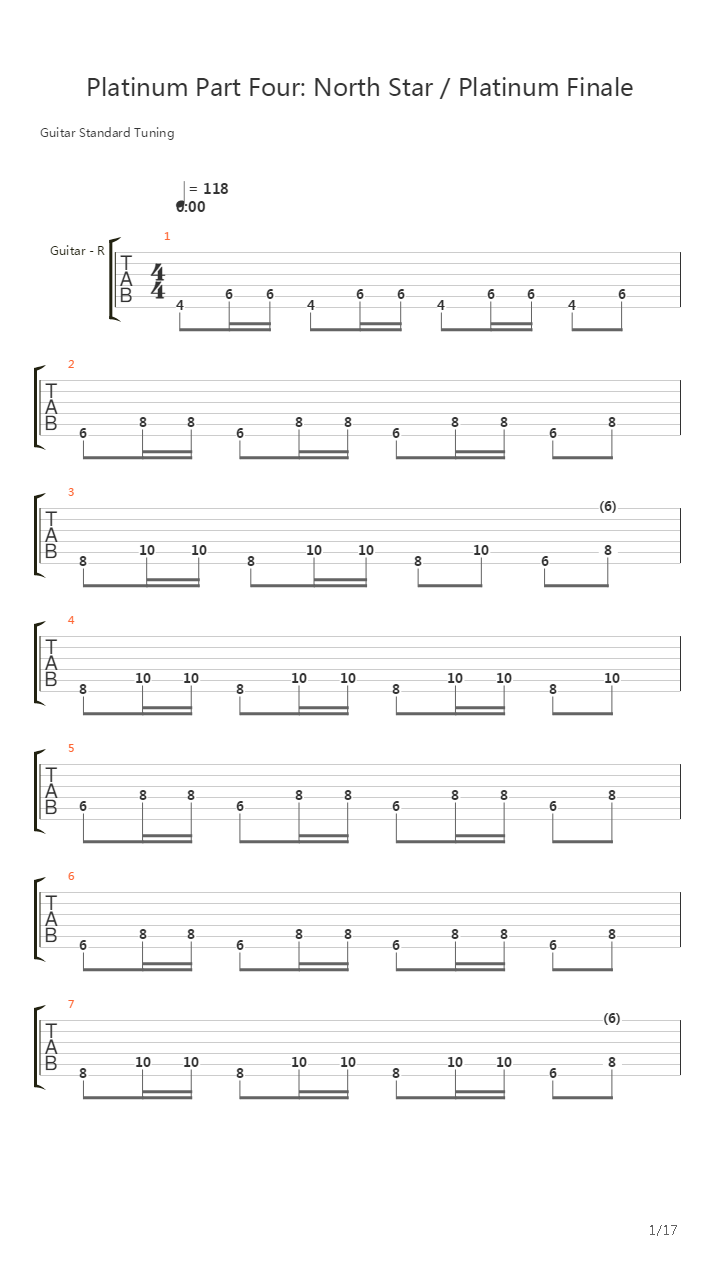North Star Platinum Finale吉他谱
