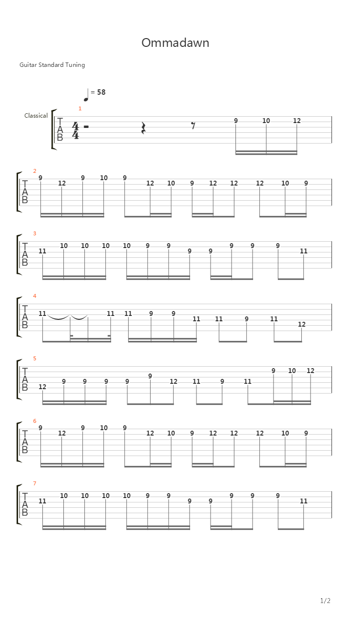 Ommadawn吉他谱