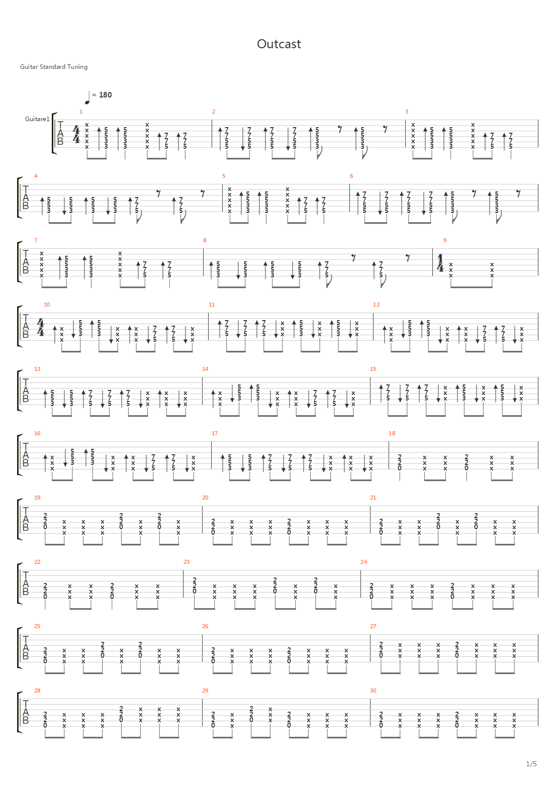 Outcast吉他谱
