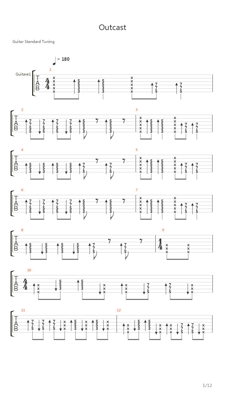Outcast吉他谱